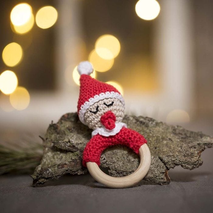 A crocheted Baby Elf Rattle from Cotton Yarn