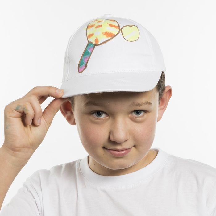 A Cap decorated with a Sports Illustration using Markers