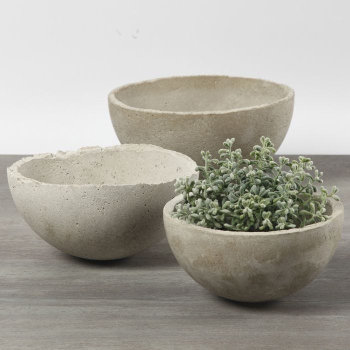 Concrete Bowls cast in Plastic Moulds