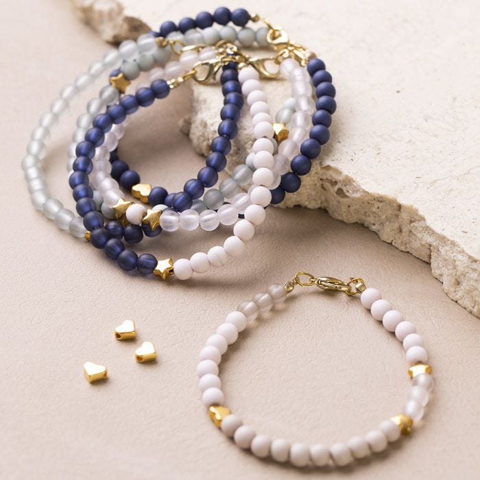 Bracelets from Plastic Beads and gold-plated Spacer Beads