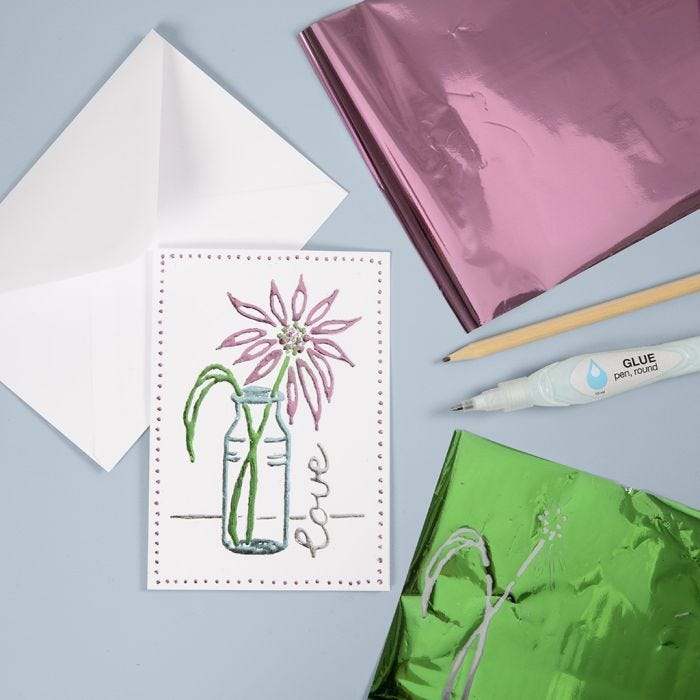 A Greeting Card with Deco Foil using a hand-drawn Design