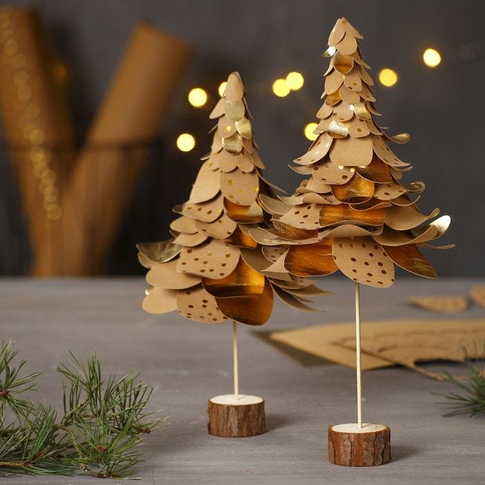 Christmas Trees from punched-out Faux Leather Paper in  Layers