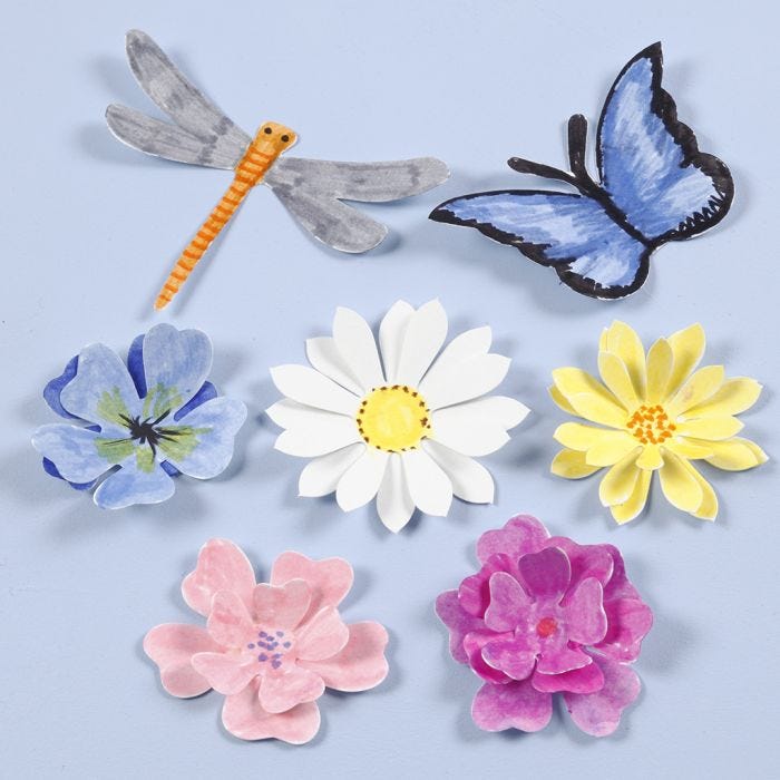 Punched-out Insects and Flowers with a 3D Effect