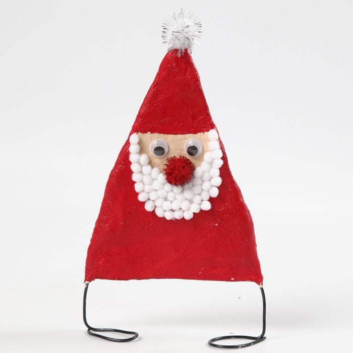 Father Christmas from Bonsai Wire and Gauze Bandage decorated with Pom-poms