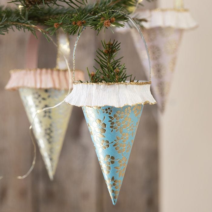 Cones made from handmade paper