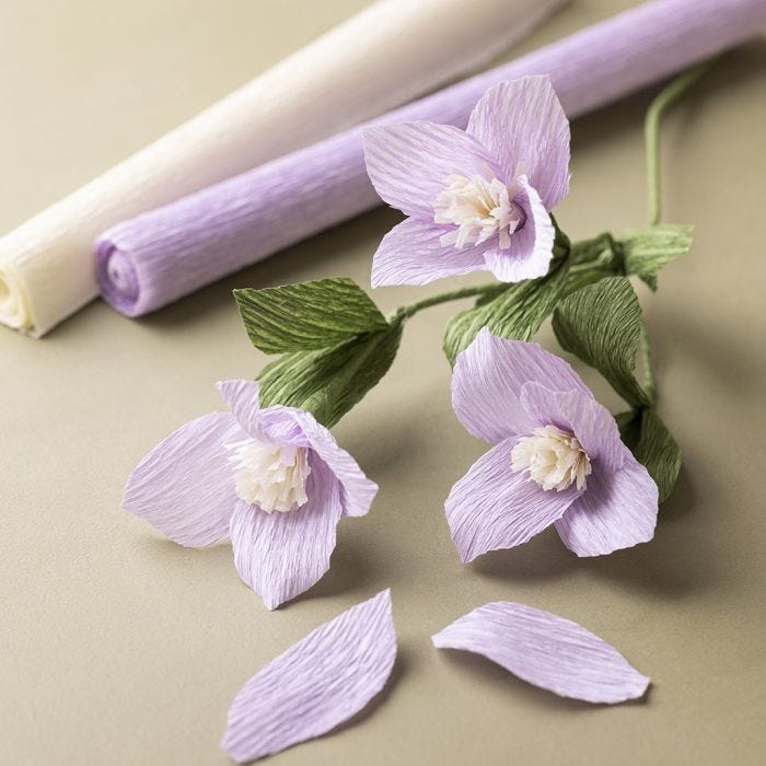 Clematis in crepe paper