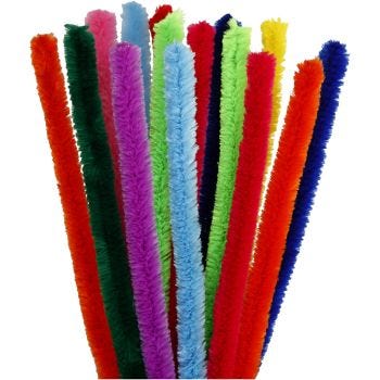 Pipe Cleaners, L: 30 cm, 15 mm, Assorted Colours, 15 Asstd.