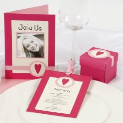 Invitations and table decorations in pink/rose
