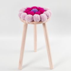 A Cushion with Pom-poms  for a Stool