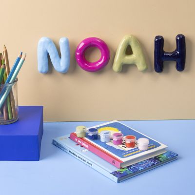 Letters made of self-hardening clay