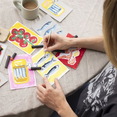 Card with oil pastels