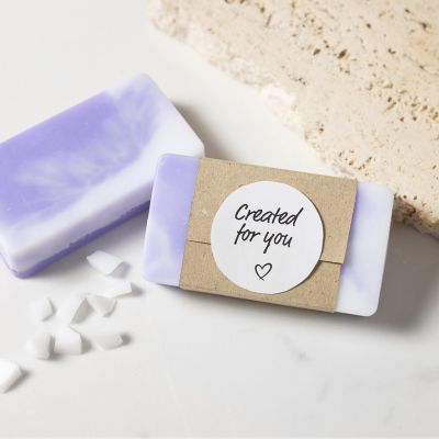 Soap made with marbling and colour blocking techniques