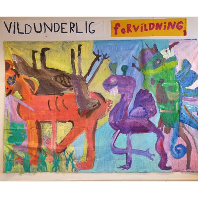 Large painting on tarpaulin