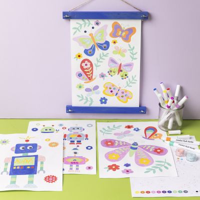 Paint by numbers with robots and butterflies 