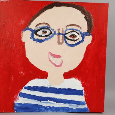 A painted Self-Portrait on a Canvas