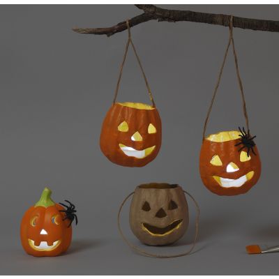 Papier-mâché and Terracotta Lanterns for Halloween