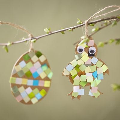 Påskekylling og påskeæg med mosaikker
