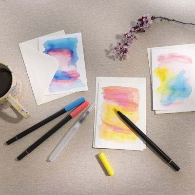 Cards decorated with watercolour markers 