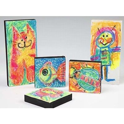 Wood Icons with Oil Pastels