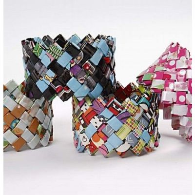 A Woven Bracelet from Wrapping Paper