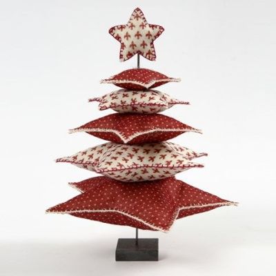 A Christmas Tree made from Felt Stars on a Metal Bar with a Stand