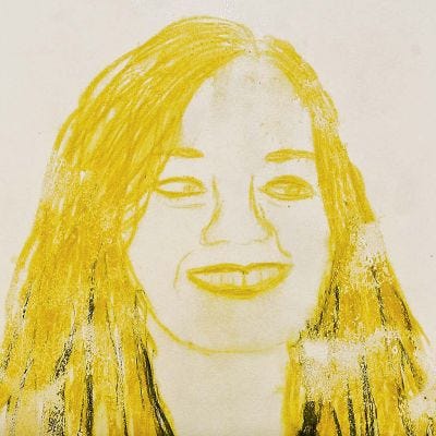 A Portrait made as Mono Print with Caran d´Ache Neocolor II