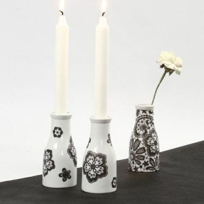 A white Porcelain Vase with Vivi Gade Decoupage Paper