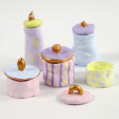 Self-hardening Clay Pots & Lids