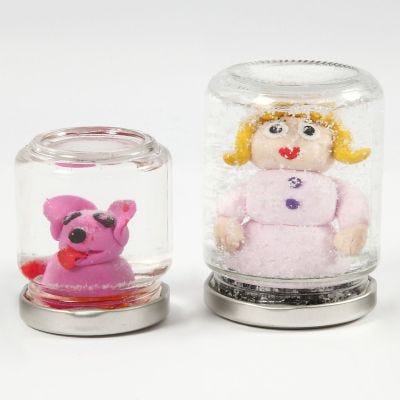 A Jam Jar Snow Globe with a Fimo Clay Figure