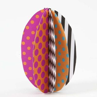 An Egg made from patterned Card
