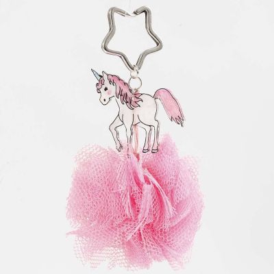 A Unicorn Keyring Fob with a Tulle Pom-Pom