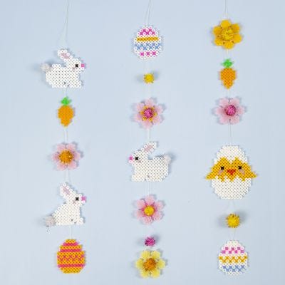 An Easter Garland made from Nabbi Fuse Bead Easter Bunnies