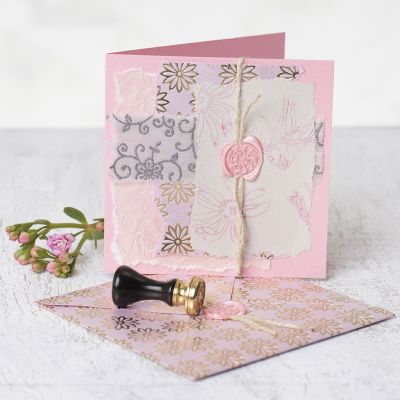 A Greeting Card decorated with handmade Paper