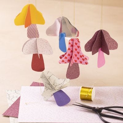 Hanging mushroom in design paper