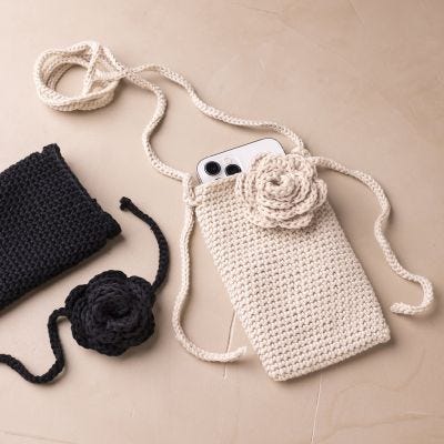Crocheted Bag with Rose