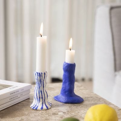 Candlesticks made from self-hardening clay