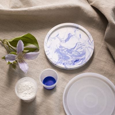Round Tray with Marbling