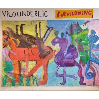 Large painting on tarpaulin