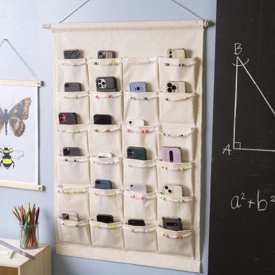 Practical organiser for the class’ mobile phones or creative workshop supplies