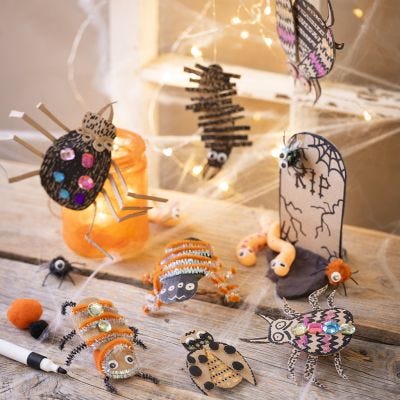 Halloween graveyard with bugs
