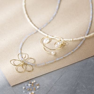 Beaded necklaces with jewellery wire pendants