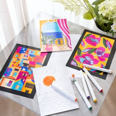 Illustrations created using paint-by-number technique