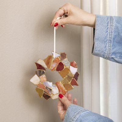 Glass wreath created with kintsugi technique