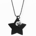 Black Bead Chain Necklace with faceted Bead & Metal Star Pendants