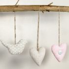 Fabric Shapes with painted Dots and a sewn-on Design Button