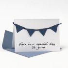 A Greeting Card decorated with Bunting from blue textured Paper
