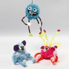 A Fantasy Animals made from Pom-poms, Pipe Cleaners, Beads and Silk Clay