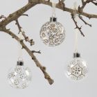 Glass Baubles decorated with a Glue Marker and Embossing Powder
