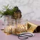Candle Holders decorated with Gold Deco Foil Stripes