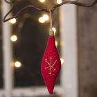 An oblong Christmas hanging decoration crocheted from cotton yarn
